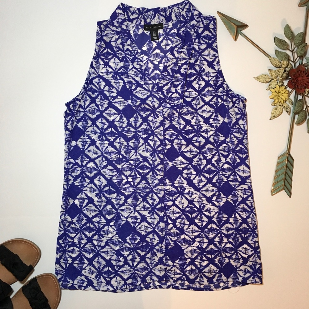 Willi Smith | blue white semi sheer